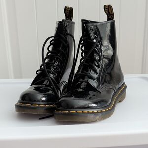 Dr. Martens Black Patent Leather 8-Eye Lace-Up Boots